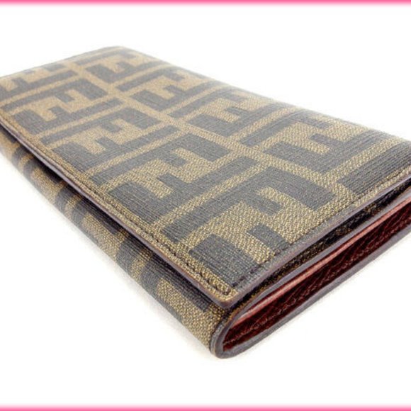 Fendi Wallet Purse Long Wallet Zucca Green Woman Authentic Used - Picture 1 of 5